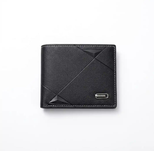 Carteira Masculina Pequena Axion Black em pé no fundo branco 