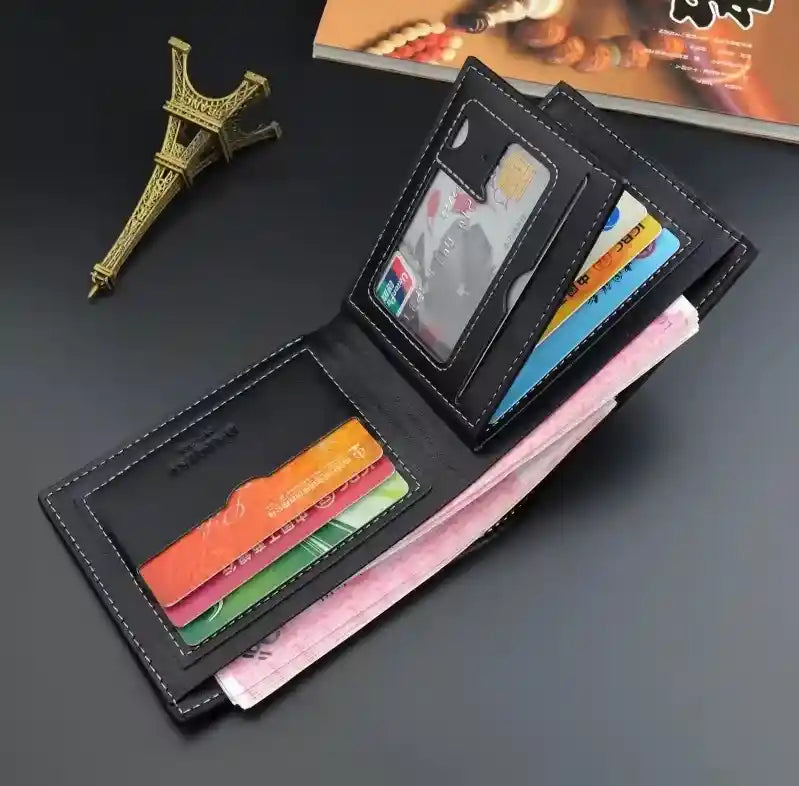 Carteira Masculina Pequena Axion Black mostrando espaço interno