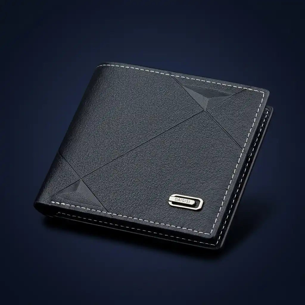 Carteira Masculina Pequena Axion Black costura reforçada  