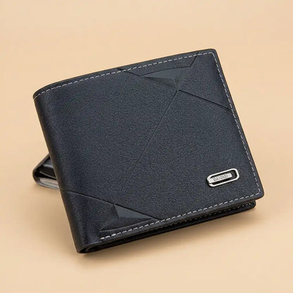 Carteira Masculina Pequena Axion Black acabamento em couro pu
