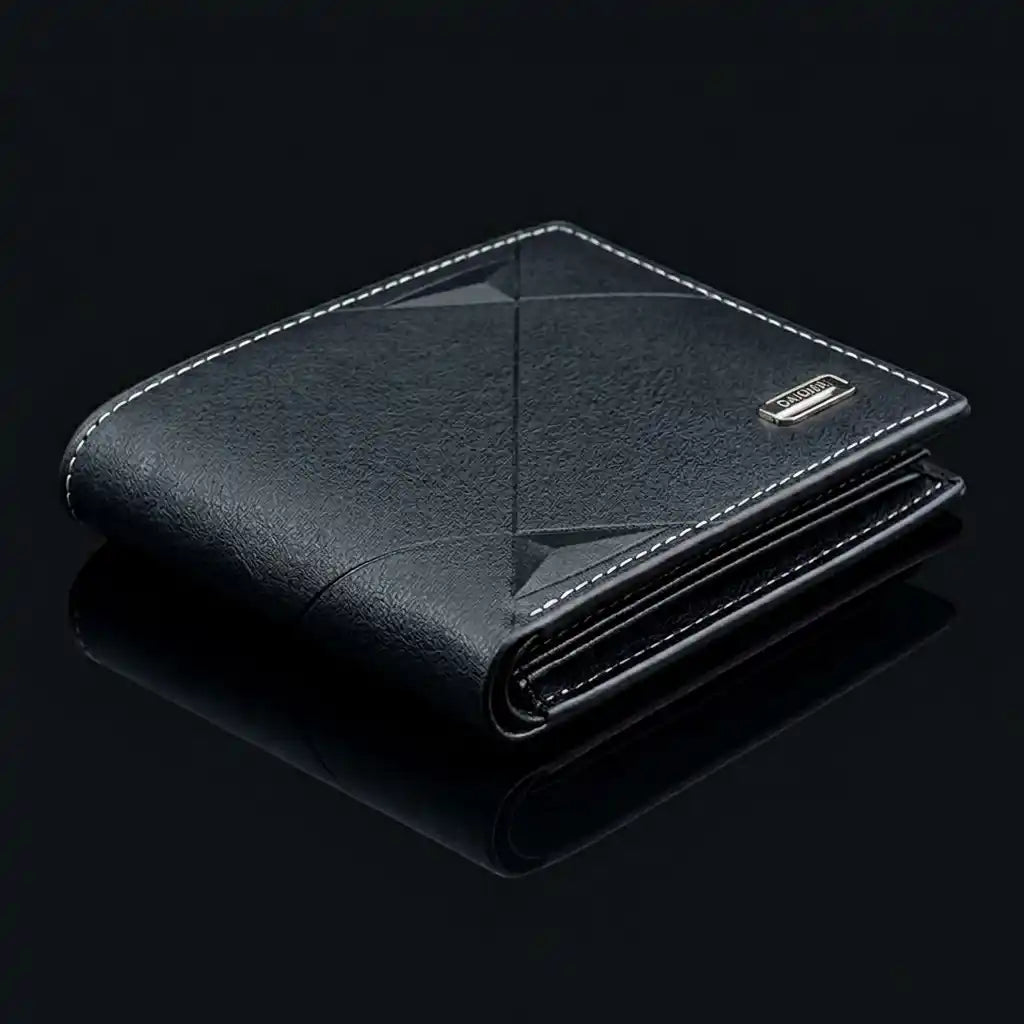 Carteira Masculina Pequena Axion Black deitada mostrando espessura 