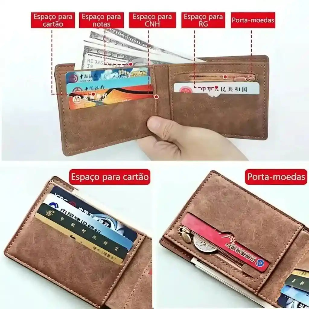 Carteira Masculina Pequena Bravus Brown informações 