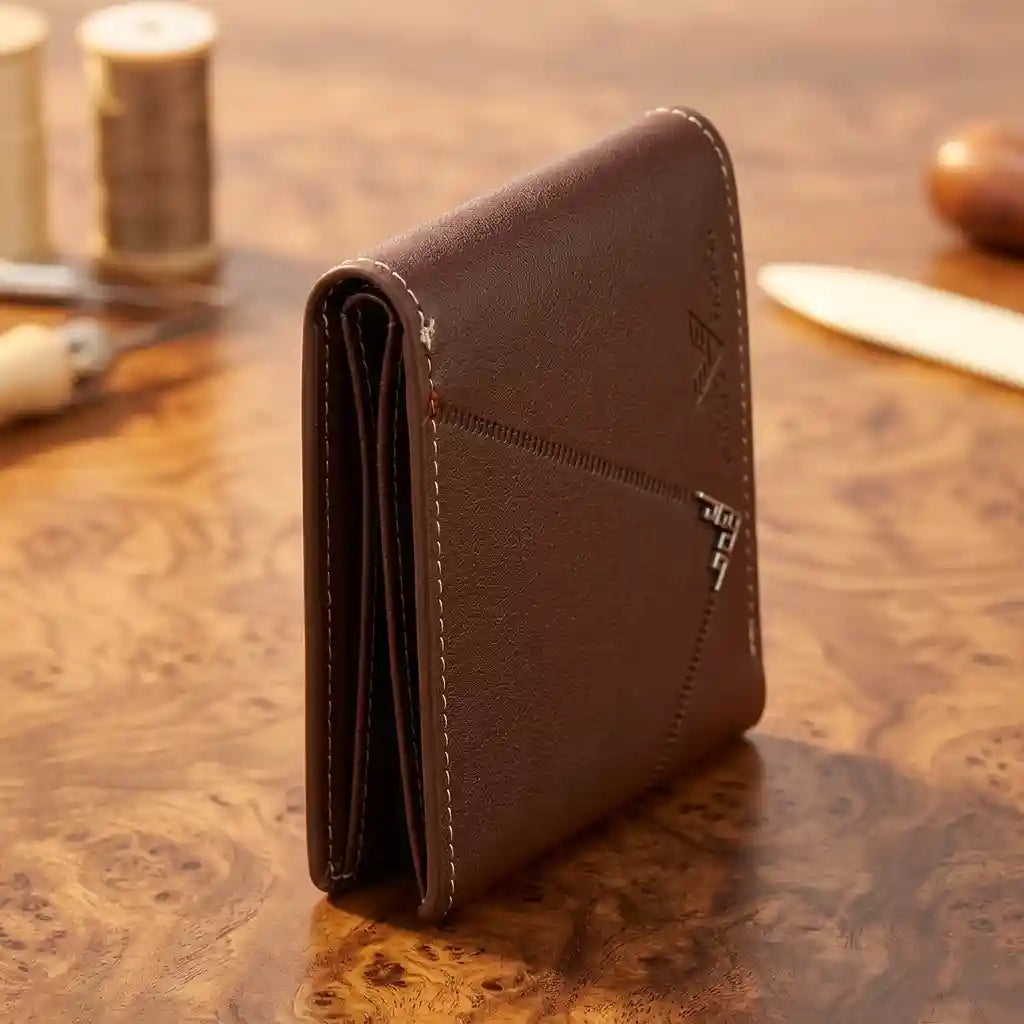 Carteira Masculina Pequena Vantor Brown Fundo sob mesa