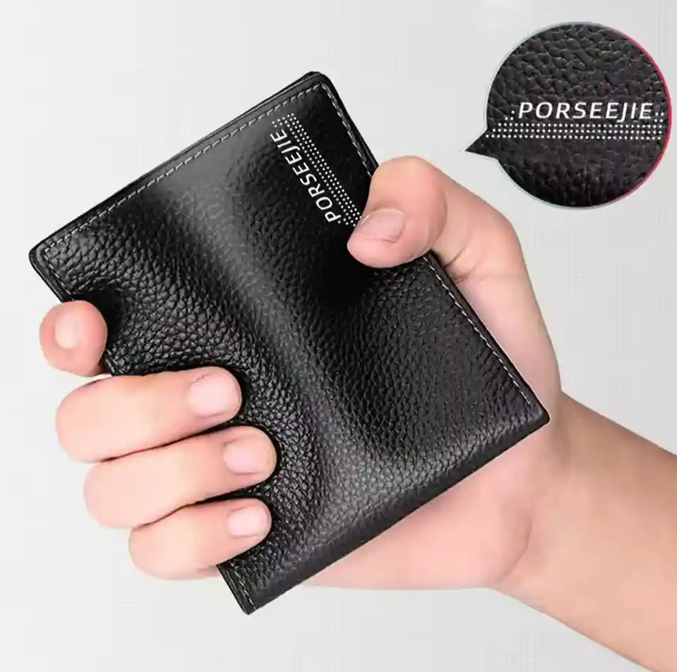 Carteira Masculina Slim Modelo Compact Black Couro Premium