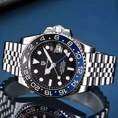 Relógio Automático Masculino Kronos Black Blue em vista lateral 