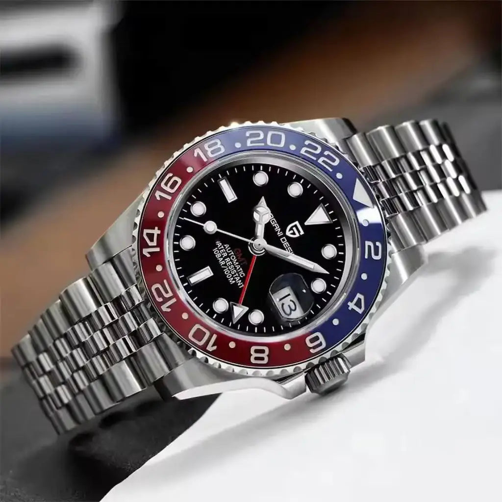 Relógio Automático Masculino Kronos Blue Red De Lado