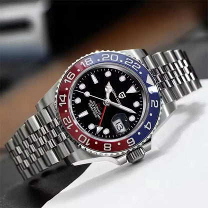 Relógio Automático Masculino Kronos Blue Red De Lado