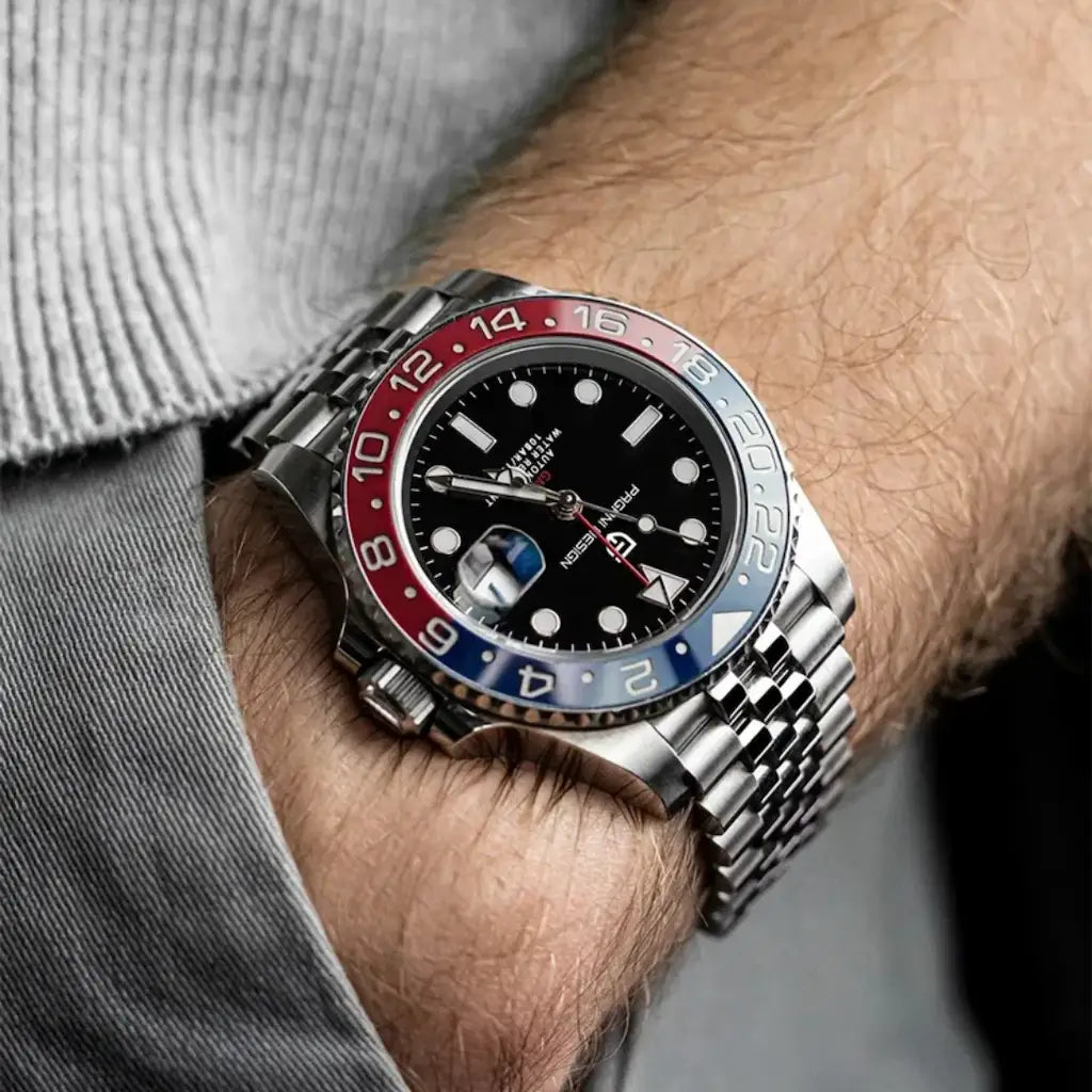Relógio Automático Masculino Kronos Blue Red No Pulso