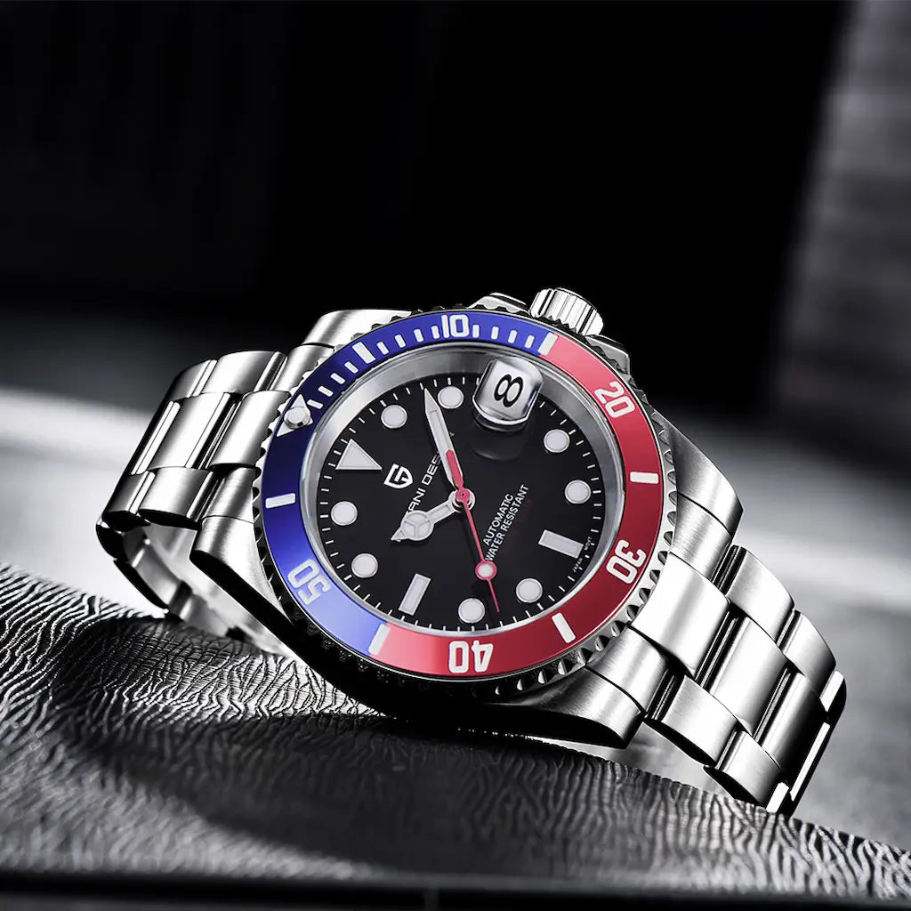 Relógio Automático Masculino Kronos Blue Red Deitado 
