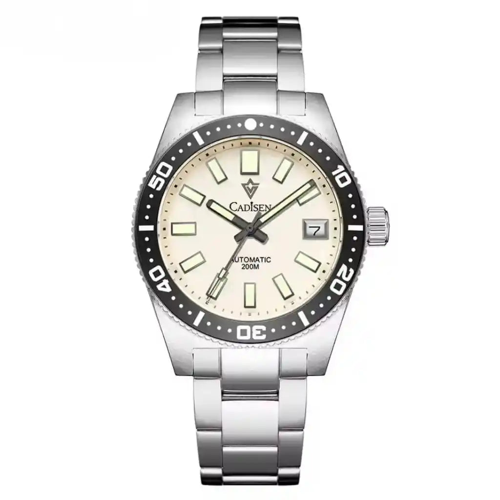 Relógio Automático Masculino Nautic Cream exibindo vista frontal 