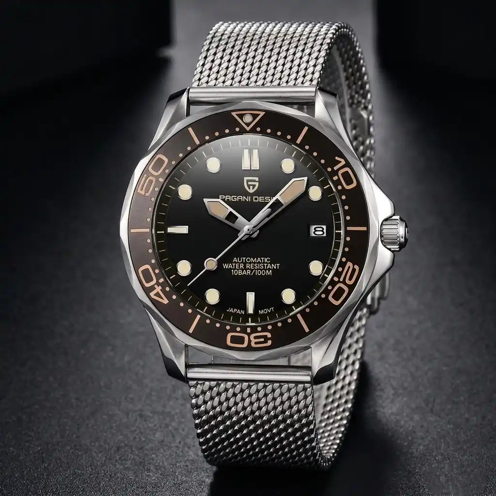 Relógio Automático Masculino Obsidian Black De Pé