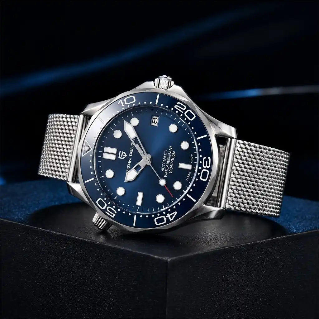 Relógio Automático Masculino Obsidian Blue De Lado