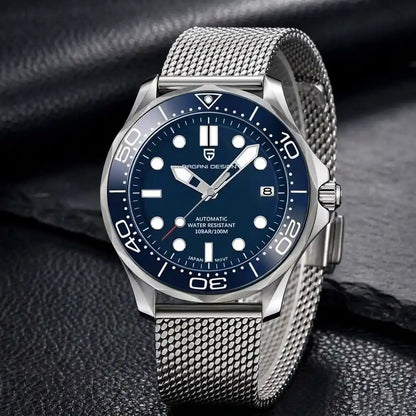 Relógio Automático Masculino Obsidian Blue Pulseira Cravejada