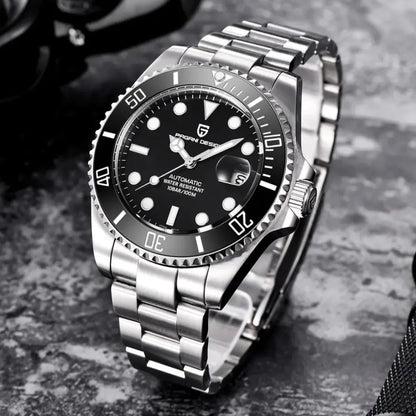 Relógio Masculino Automático Cobalt Black sobre câmera