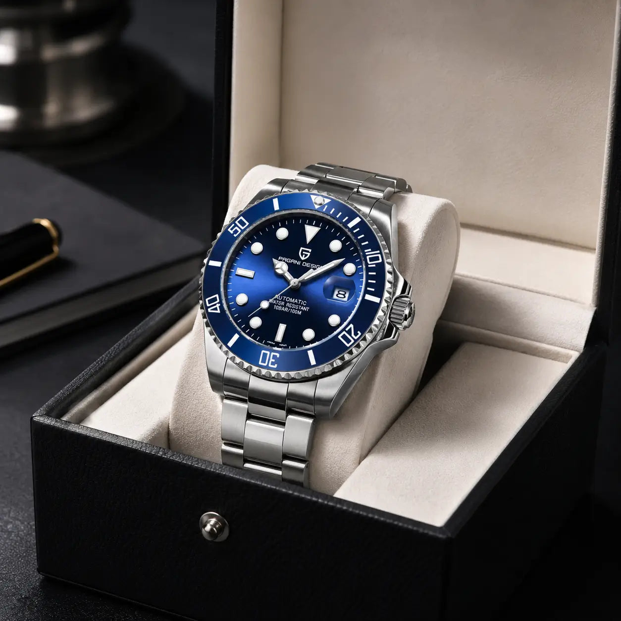 Relógio Masculino Automático Cobalt Blue em caixa