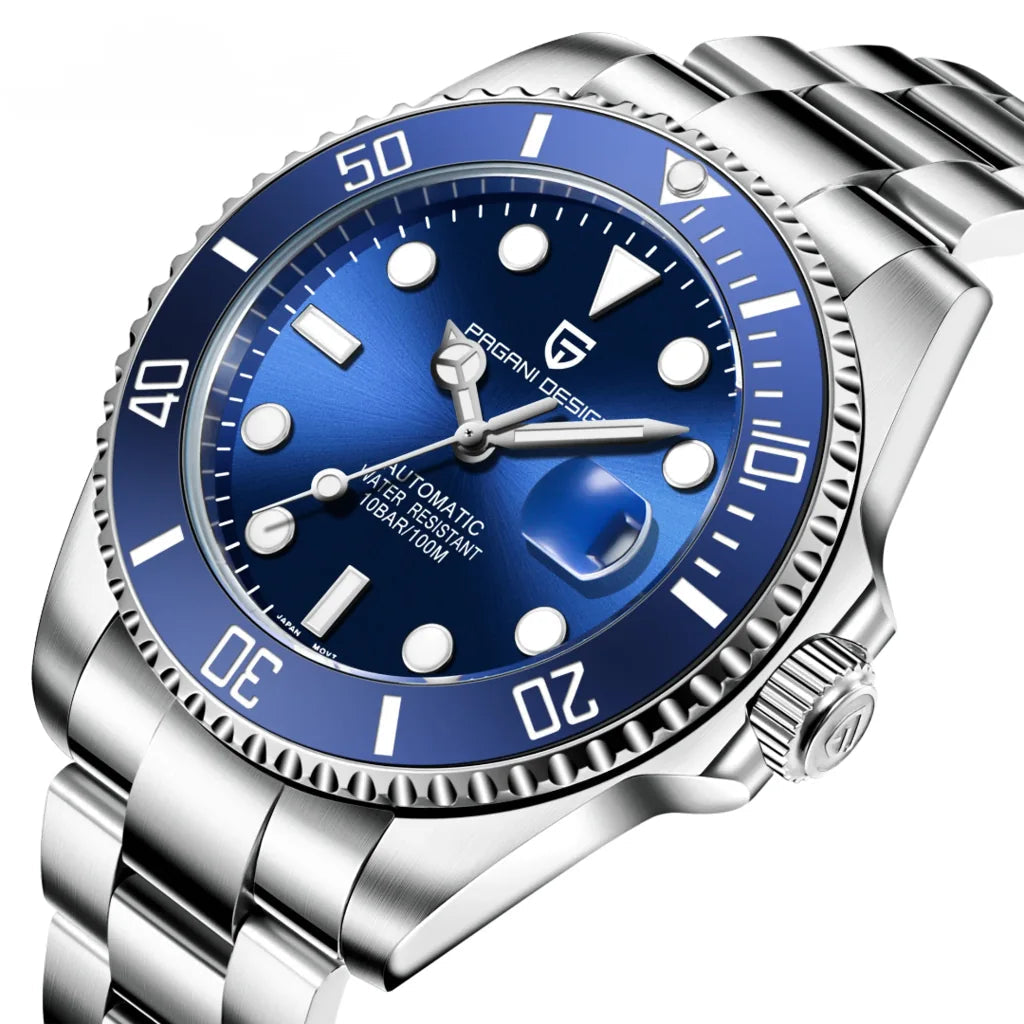 Relógio Masculino Automático Cobalt Blue detalhe do mostrador