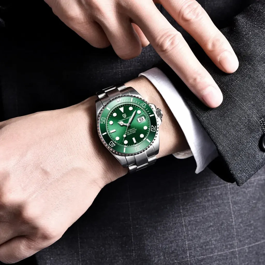 Relógio Masculino Automático Cobalt Green no pulso