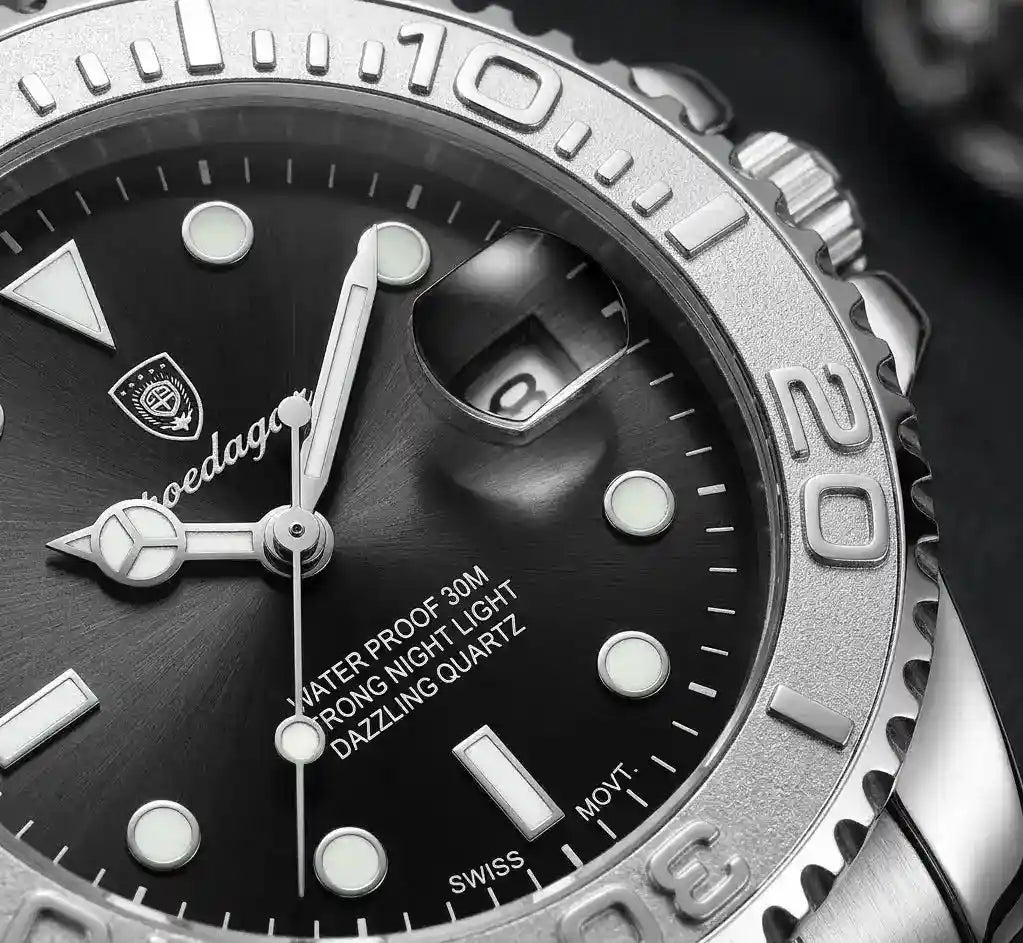 Relógio Masculino Quartzo Abyss Black Mostrador Premium 