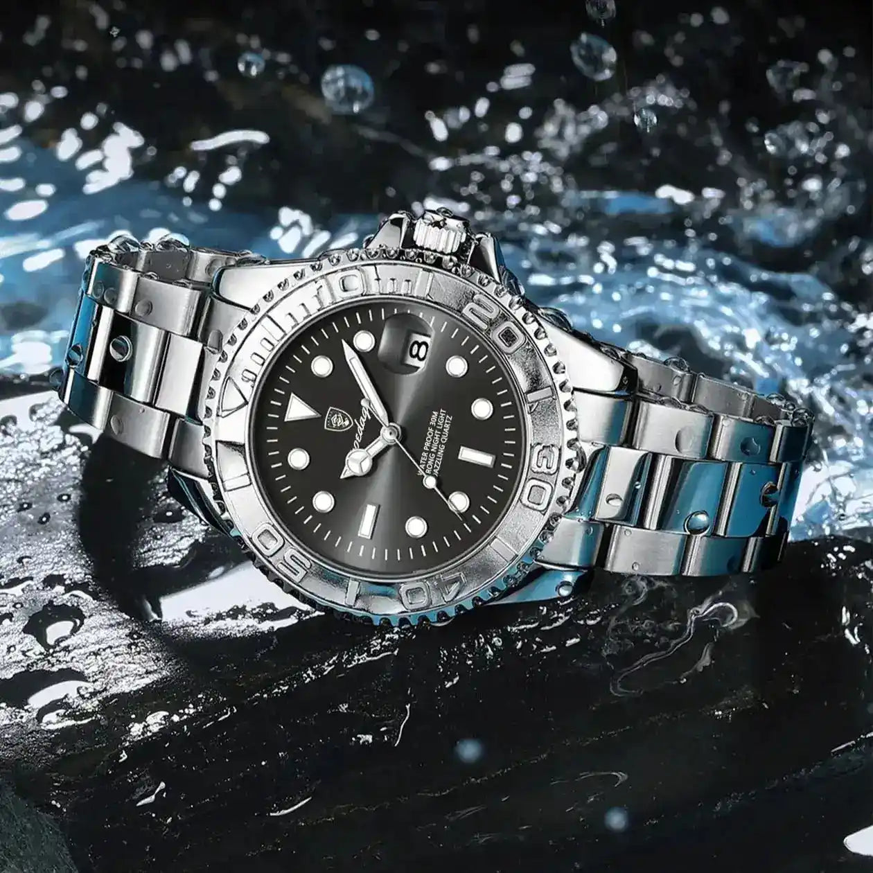 Relógio Masculino Quartzo Abyss Black deitado