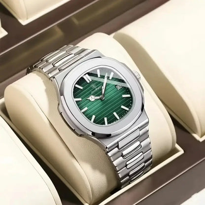 Relógio Masculino Quartzo Axis Green em vista lateral destacando os botões e a coroa lateral em aço inoxidável