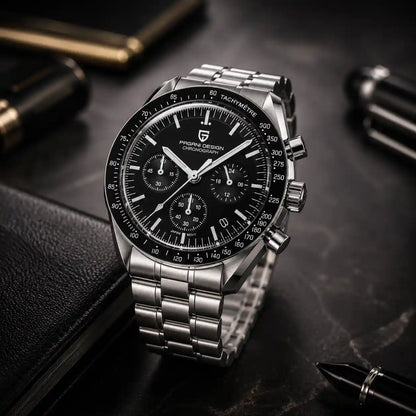 Relógio Masculino Quartzo Nexor Black em perspectiva exibindo bezel e cristal de safira