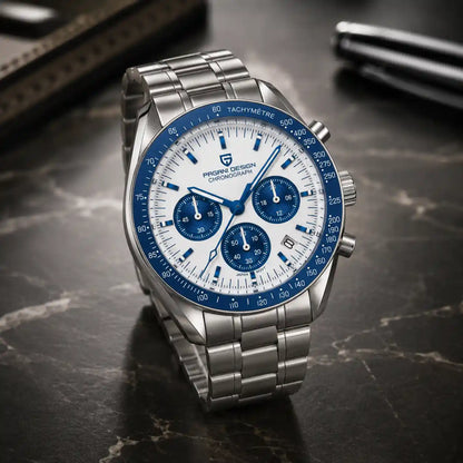 Relógio Masculino Quartzo Nexor White em ângulo de 45 graus exibindo vidro de safira