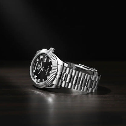 Relógio Masculino Quartzo Silver Date Black Detalhe Pulseira