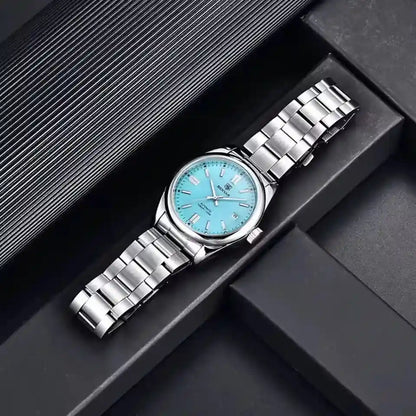 Relógio Masculino Automático zaren blue deitado