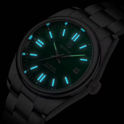 Relógio Masculino automático zaren green  com iluminação do mostrador 