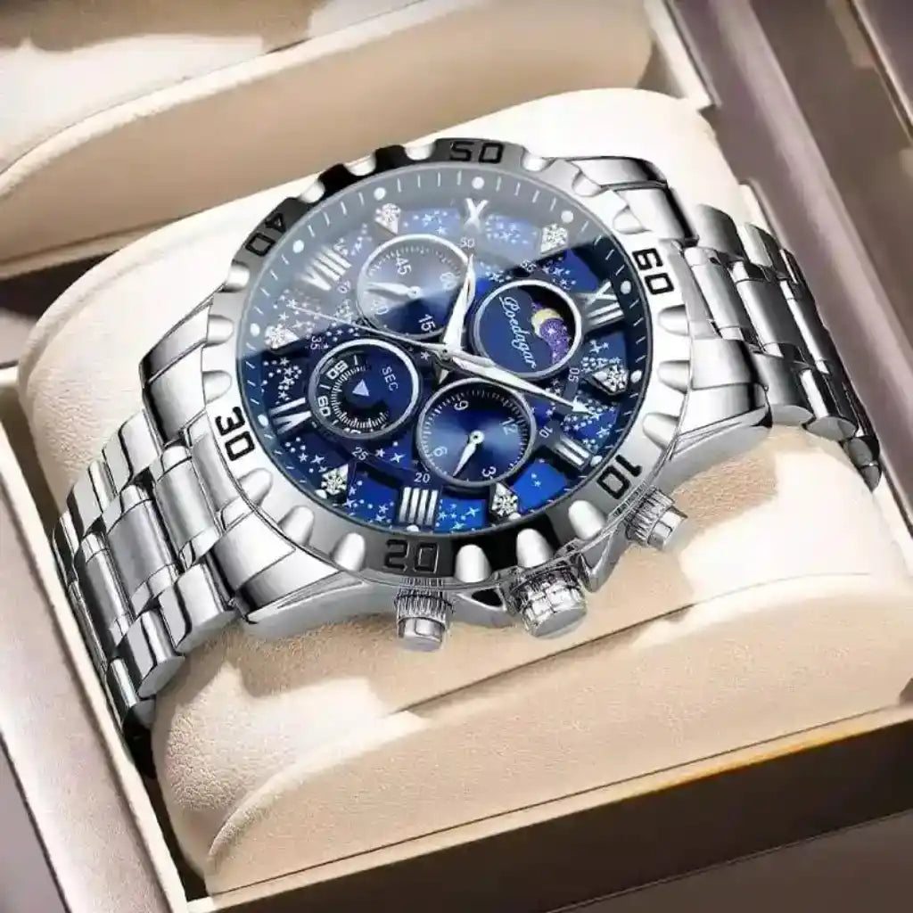 Relogio Quartzo Masculino Lunaris Blue em vista lateral 