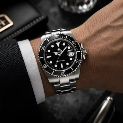 Relogio Quartzo Masculino Nautex Black fotografado em ângulo diagonal 