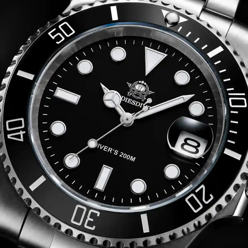 Relogio Quartzo Masculino Nautex Black em vista lateral destacando a espessura de 13mm e o perfil robusto da caixa