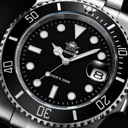 Relogio Quartzo Masculino Nautex Black em vista lateral destacando a espessura de 13mm e o perfil robusto da caixa