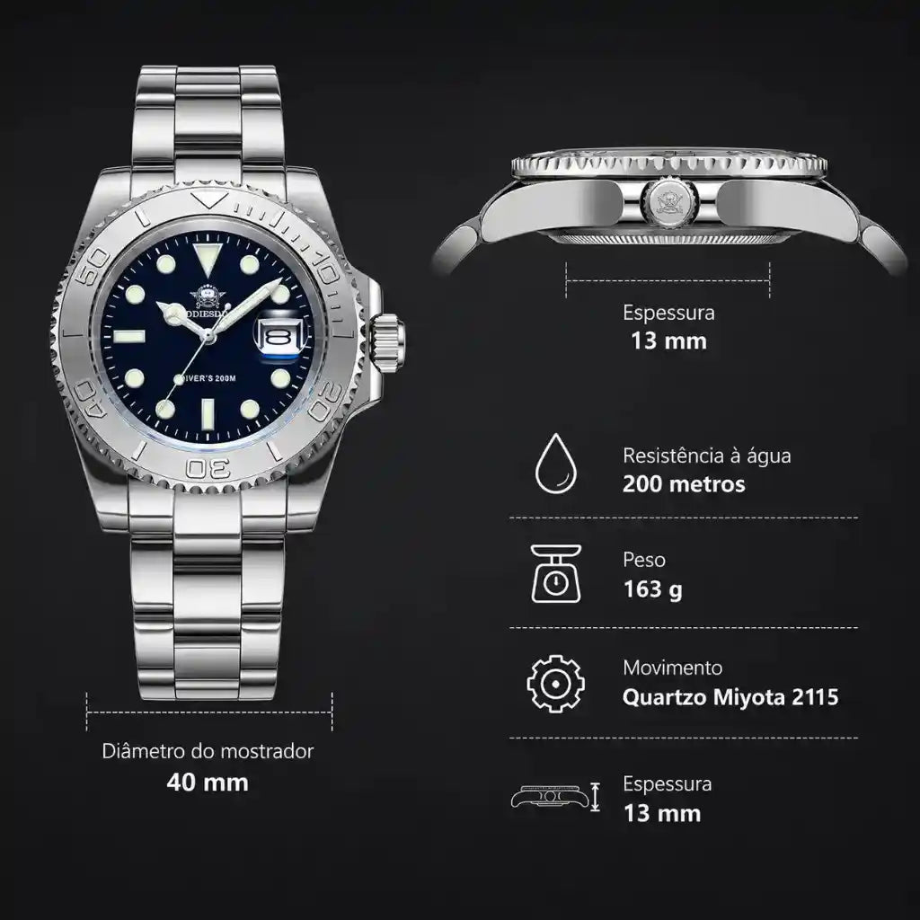 Relogio Quartzo Masculino Nautex Dark Blue em visão geral completa 