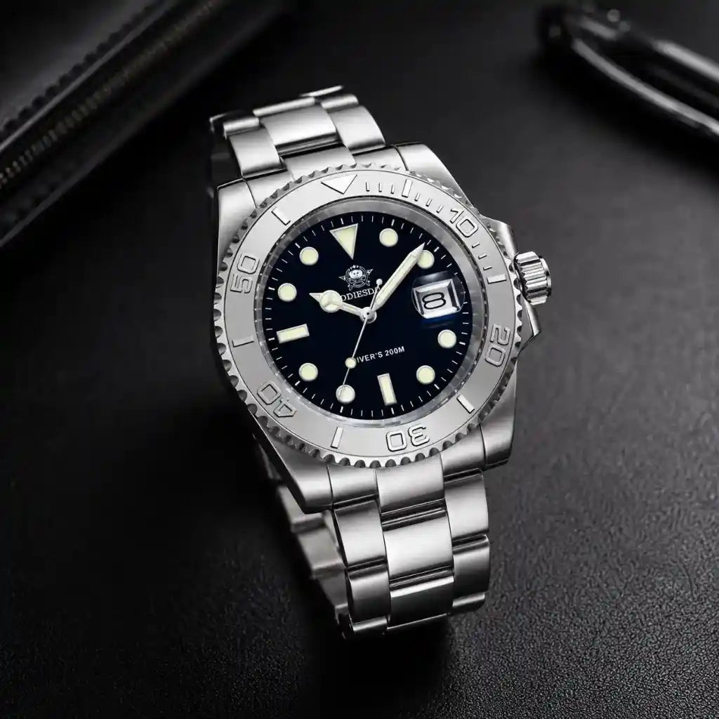 Relogio Quartzo Masculino Nautex Dark Blue com close no mostrador azul escuro 