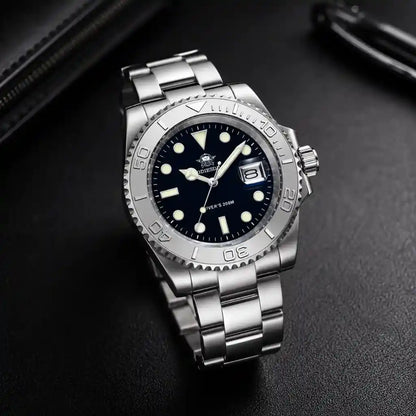 Relogio Quartzo Masculino Nautex Dark Blue com close no mostrador azul escuro 