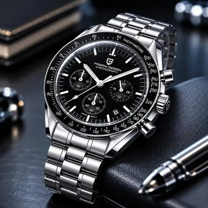 Relogio Quartzo Masculino Nexor Black fotografado em ângulo de 45 graus 