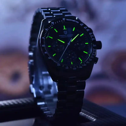 Relogio Quartzo Masculino Nexor Dark Blue com close no mostrador azul exibindo sub-dials 