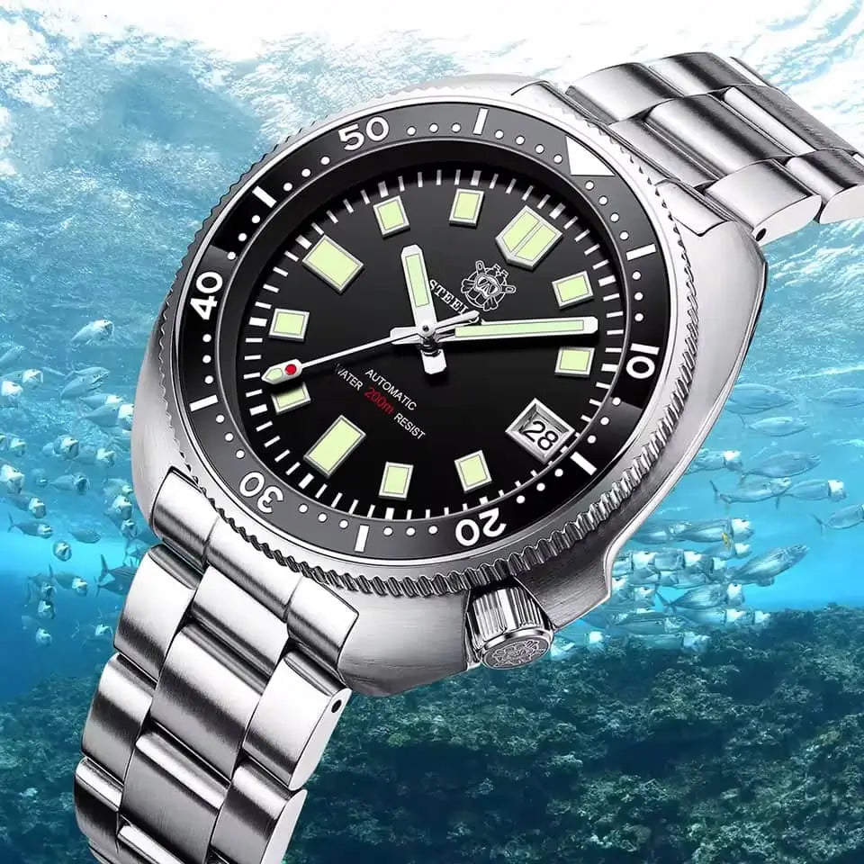 Relógio masculino automático marinor black resistencia a agua 