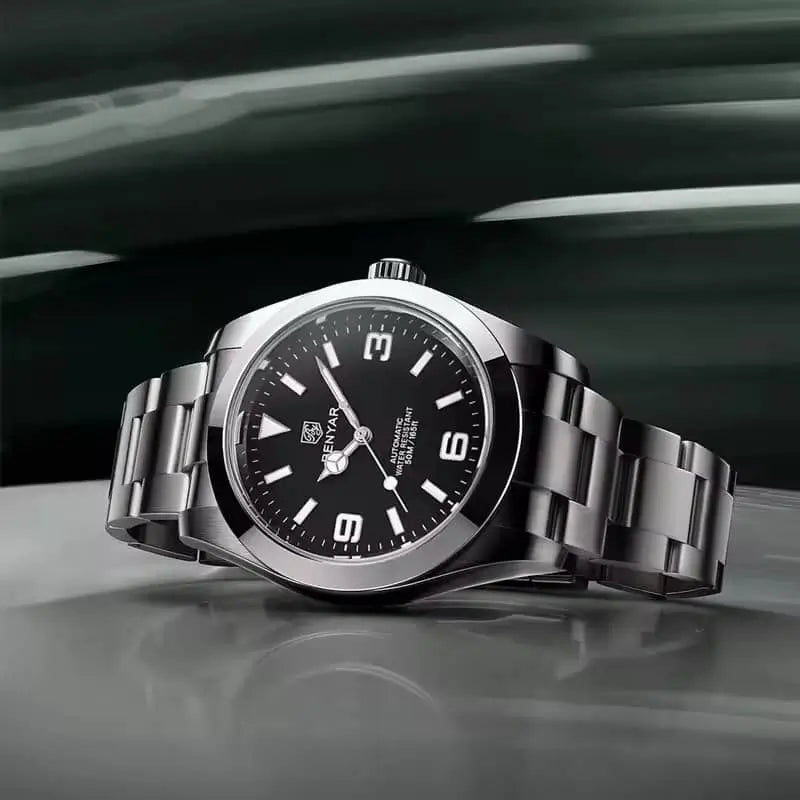 Relógio automático zaren black leteral