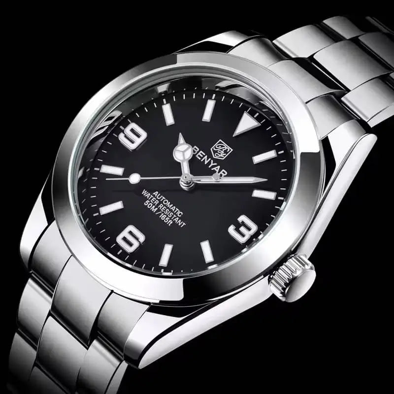 Relógio automático zaren black Mostrador com vidro hardlex