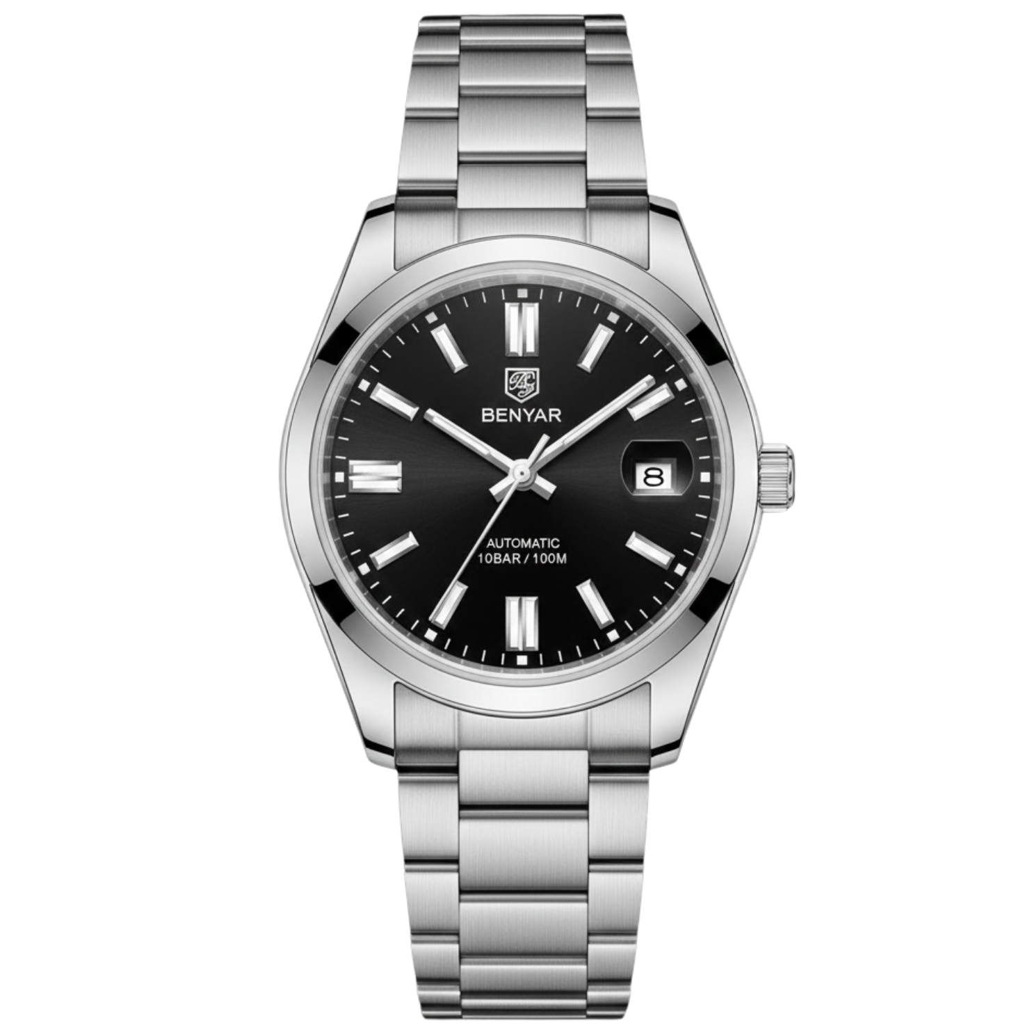 Relógio automático zaren black frente