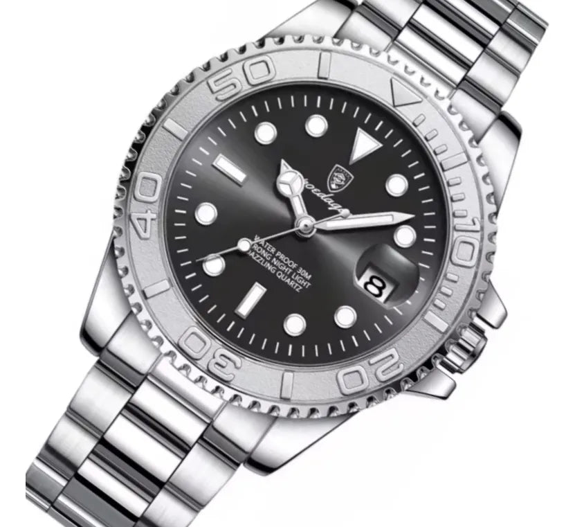 Relógio quartzo abyss black detalhes premium 2