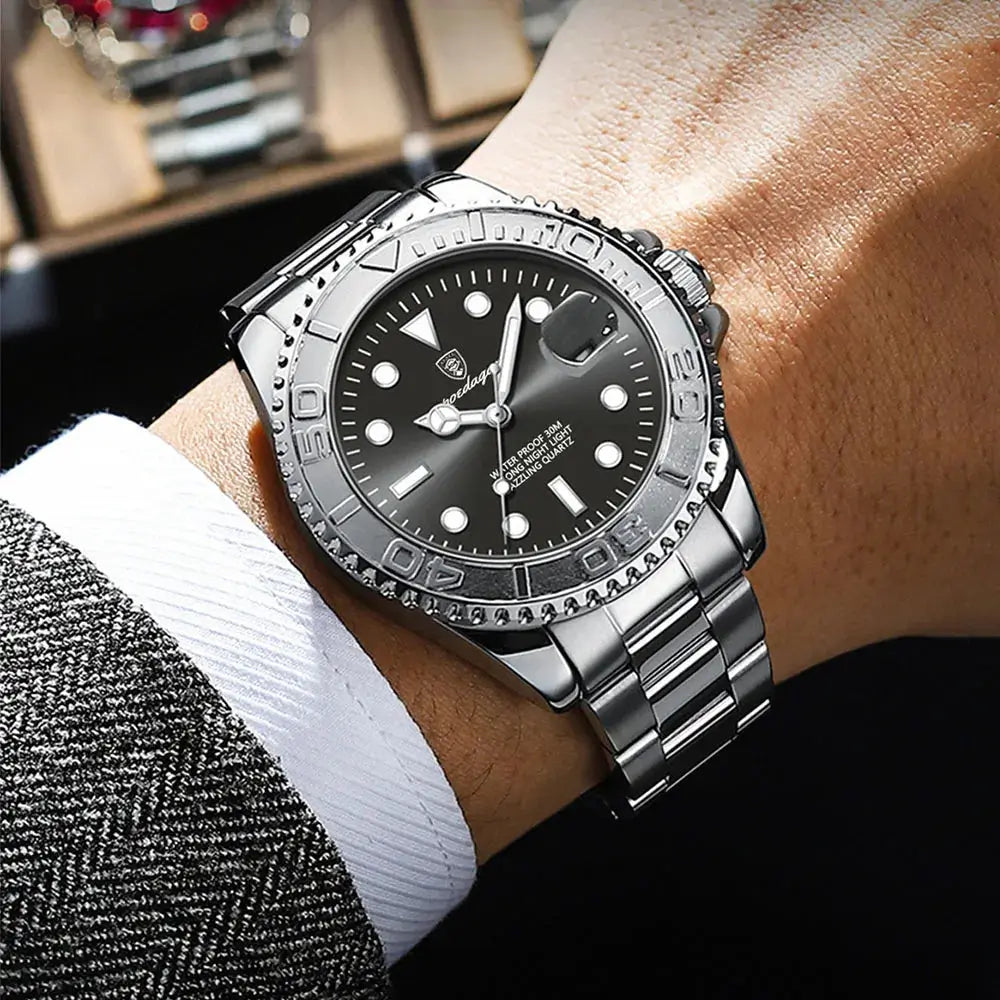 Relógio quartzo abyss black  no pulso