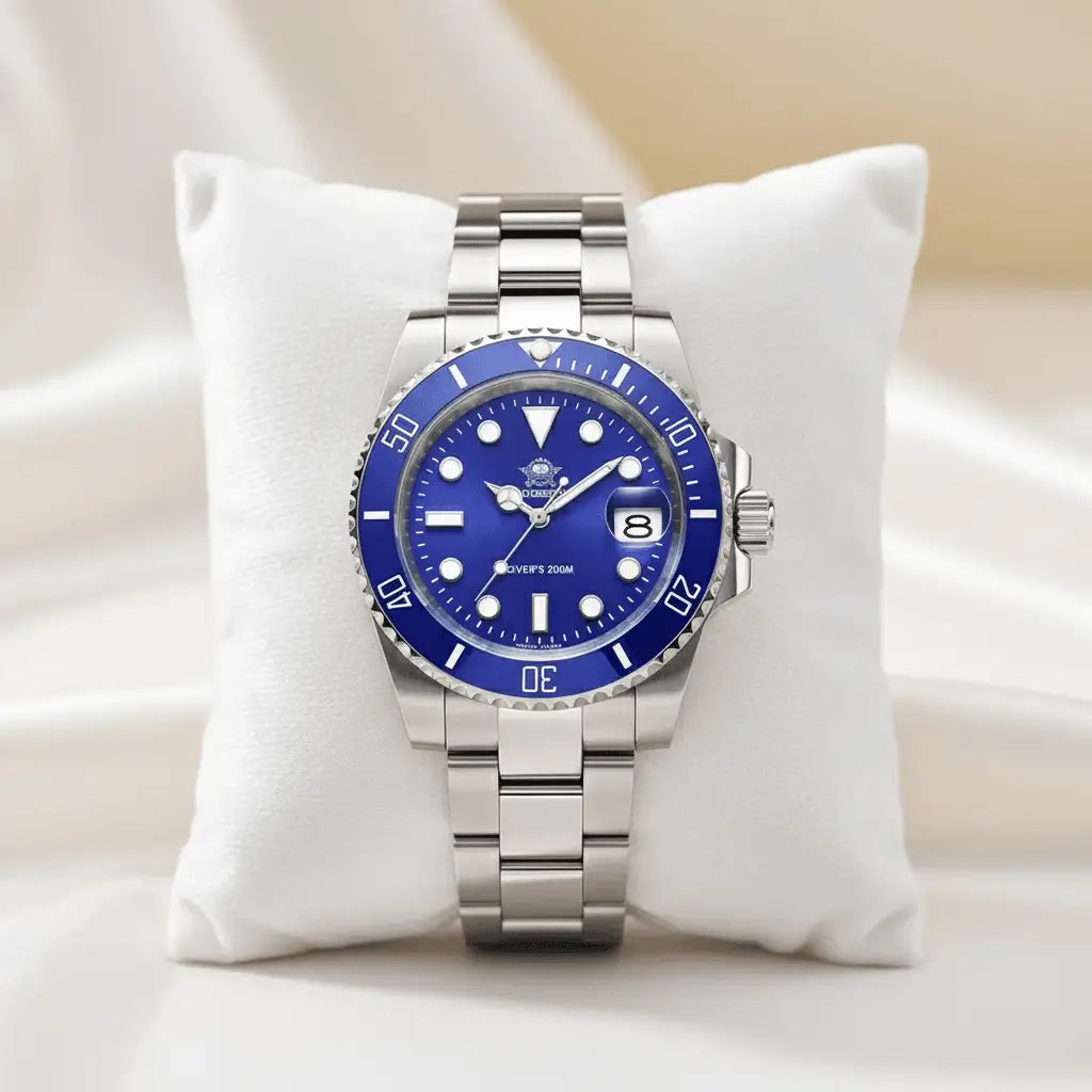 Relogio quartzo nautex blue com Travesseiro de suporte da caixa 