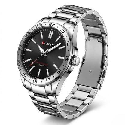 Relógio Masculino Quartzo Very Black Pulseira Em Aço